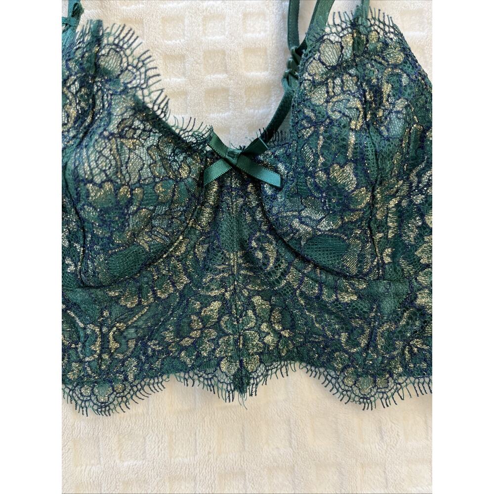 Victoria's Secret 32C Dream Angels Push-up Without Padding Green Blue Lace - Picture 5 of 12